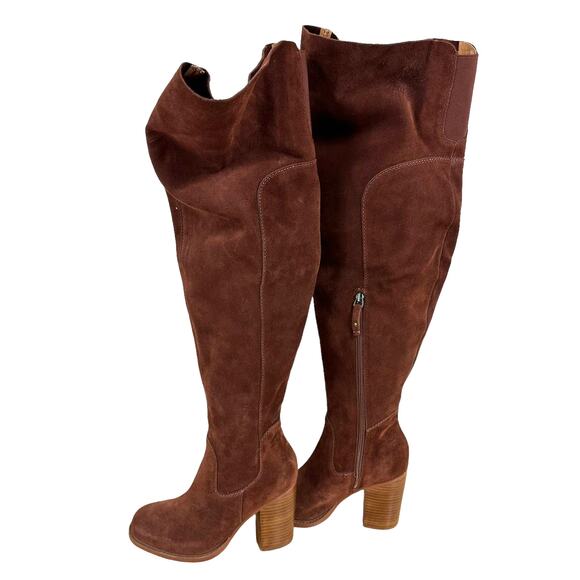 Kelsi Dagger NWOB Logan Coffee Over the Knee Boot Size 7 Wide Calf Suede Leather - Picture 5 of 10
